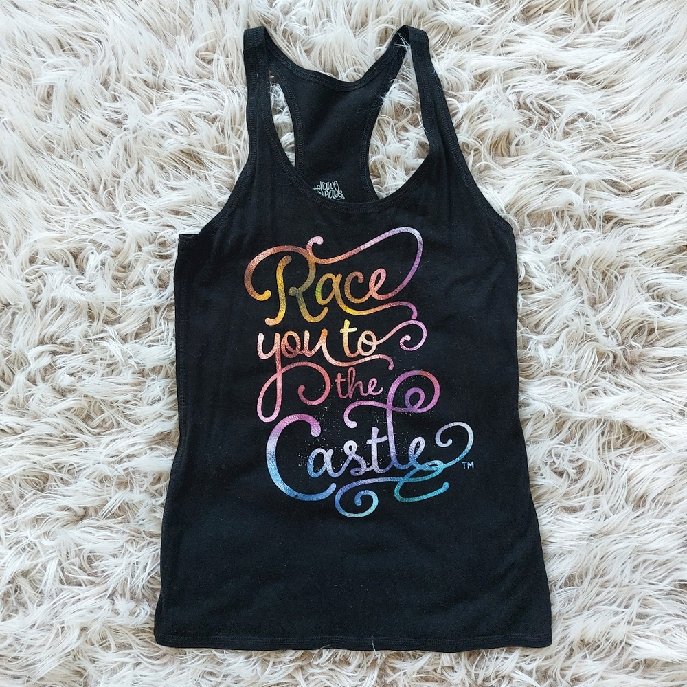 Raw Threads Disney Race You To The Castle Black Fitted Tank Top